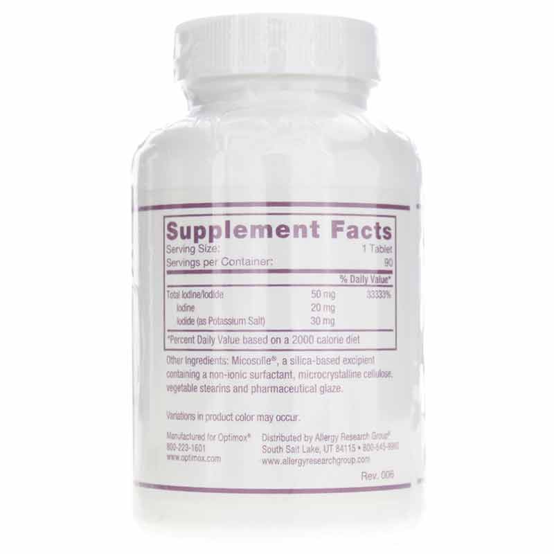 Iodoral 50 Mg Iodine/Potassium Iodide, 90 Tablets, by Optimox, image #2