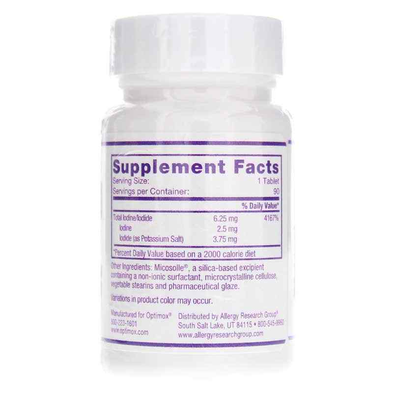 Iodoral 6.25 Mg Iodine/Potassium Iodide, 90 Tablets, by Optimox, image #2