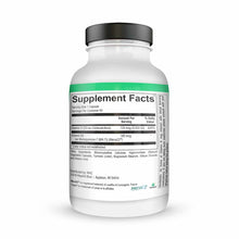 White supplement bottle with black cap and green label band containing vitamin D3 and K2 capsules, 60 servings.