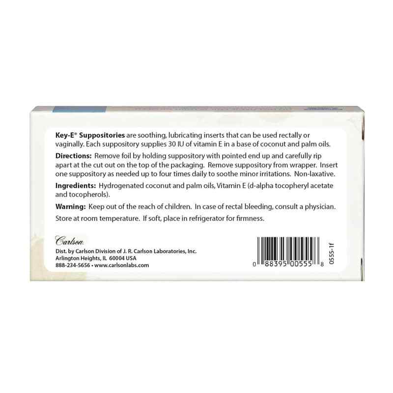 Key-E Natural Vitamin E Suppositories, 12 Suppositories, by Carlson Labs, image #2