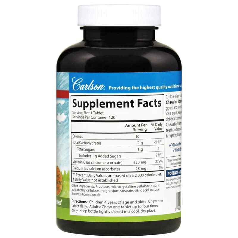 Kids Chewable Vitamin C with Natural Tangerine Flavor, 120 Tablets, by Carlson Labs, image #2