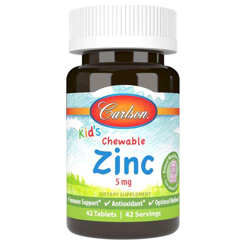 Kid's Chewable Zinc 5 Mg, 42 Tablets, by Carlson Labs