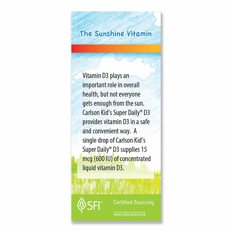 Kids Super Daily D3 600 IU Vitamin D Liquid, by Carlson Labs, image #4