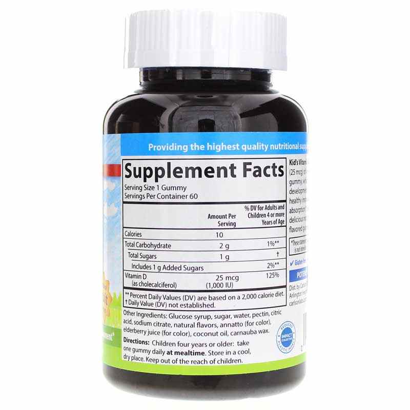 Kid's Vitamin D3 Gummies 1000 IU, Fruit, by Carlson Labs, image #2