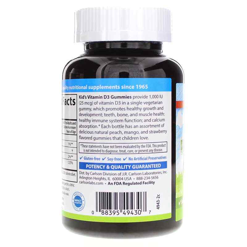 Kid's Vitamin D3 Gummies 1000 IU, Fruit, by Carlson Labs, image #3