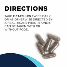 KL Support capsules with directions to take 2 capsules twice daily, with or without food.