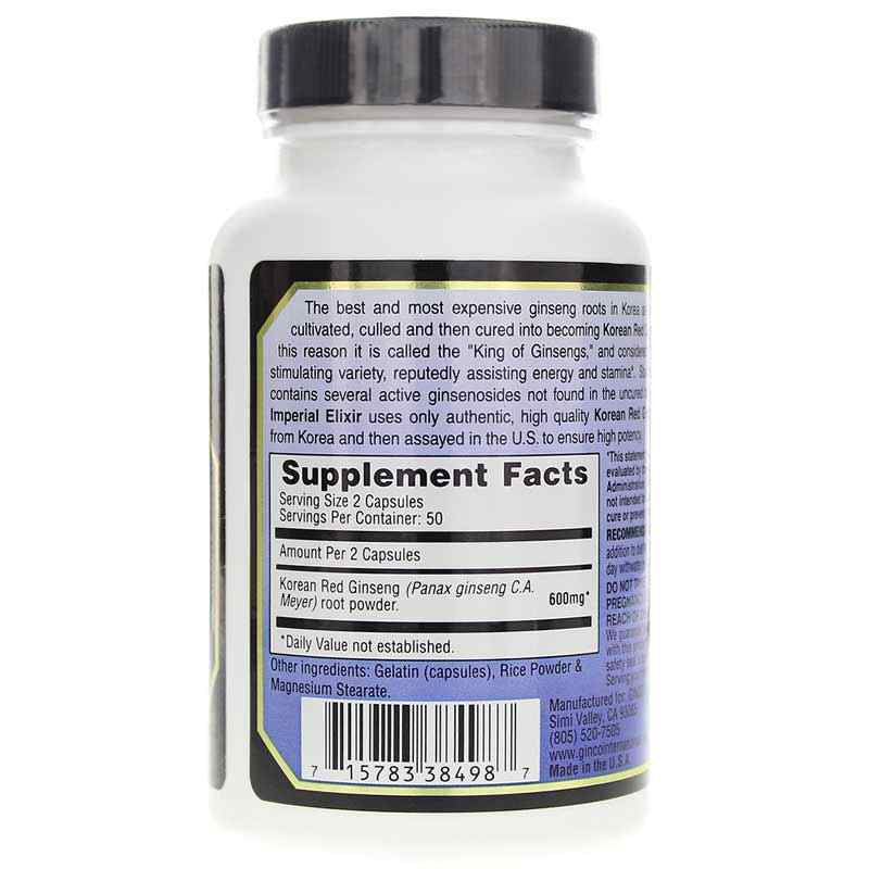 Korean Red Ginseng, 100 Capsules, by Imperial Elixir, image #2