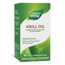 Nature's Way Krill Oil 500 Mg supplement bottle with green and white packaging, 60 softgels.