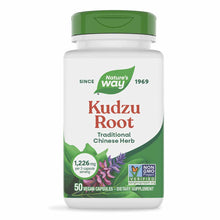 Nature's Way Kudzu Root supplement bottle with green cap containing 50 vegan capsules, 1,226 mg per serving.