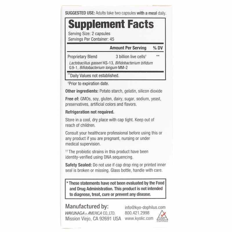 Kyo-Dophilus Daily Probiotic Immune & Digestive Support, 90 Capsules, by Kyolic, image #3