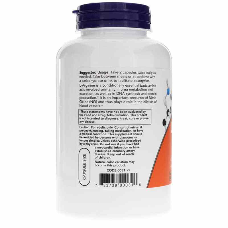 L-Arginine Capsules 500 Mg, 250 Capsules, by NOW Foods, image #3