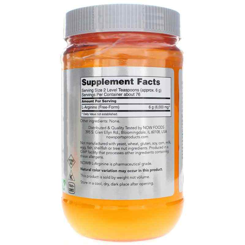 L-Arginine Powder, 1 Lb, by NOW Foods, image #2
