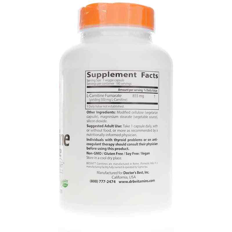 L-Carnitine Fumarate 855 Mg, 180 Veg Capsules, by Doctors Best, image #2