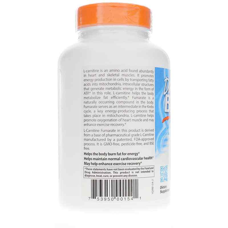 L-Carnitine Fumarate 855 Mg, 180 Veg Capsules, by Doctors Best, image #3