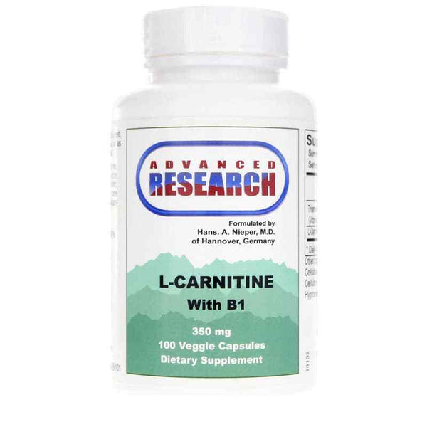 l carnitine research Advanced Research L-Carnitine with Vitamin B1 100 Veg Capsules