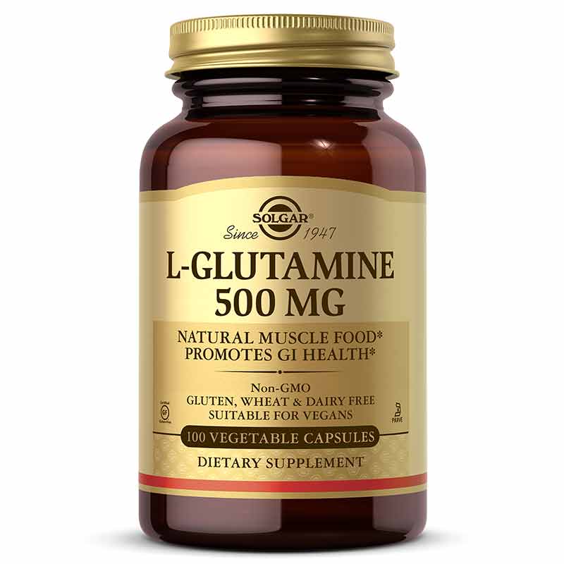 L-Glutamine 500 Mg, 100 Veg Capsules, by Solgar