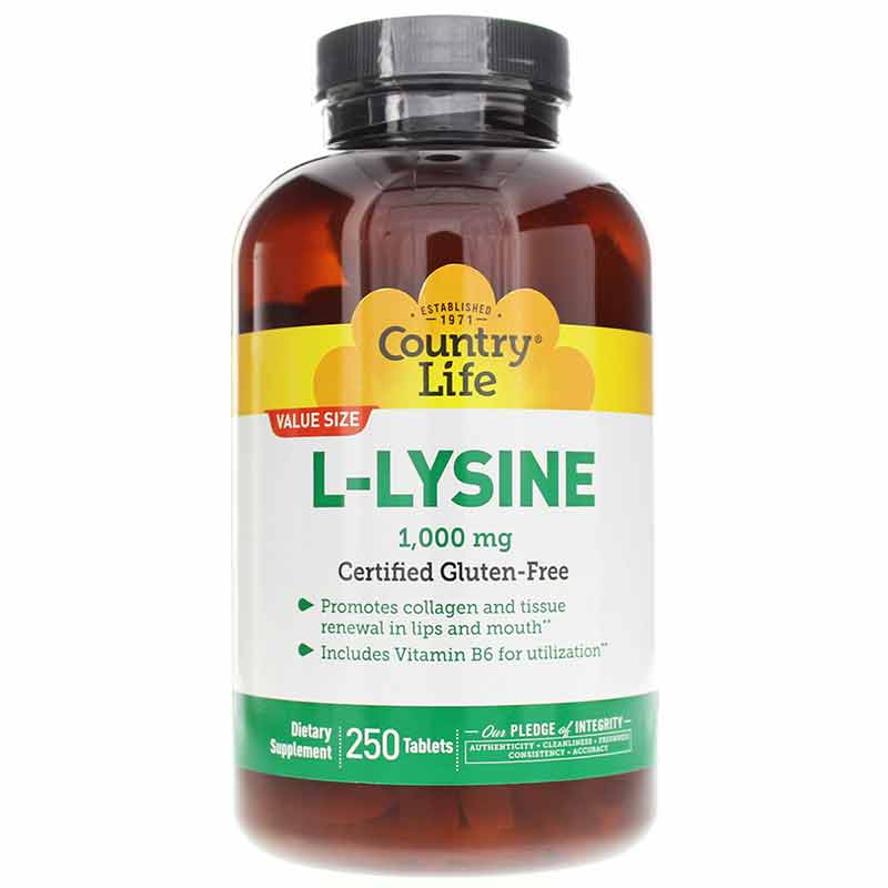 L-Lysine 1000 Mg, 250 Tablets, by Country Life