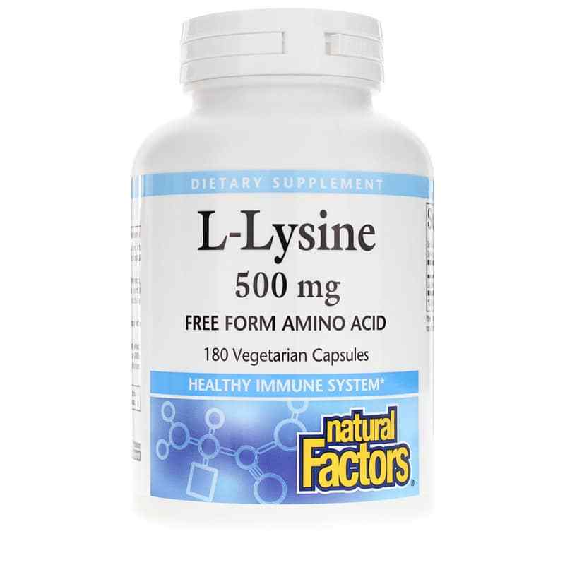 L-Lysine 500 Mg, 180 Veg Capsules, by Natural Factors