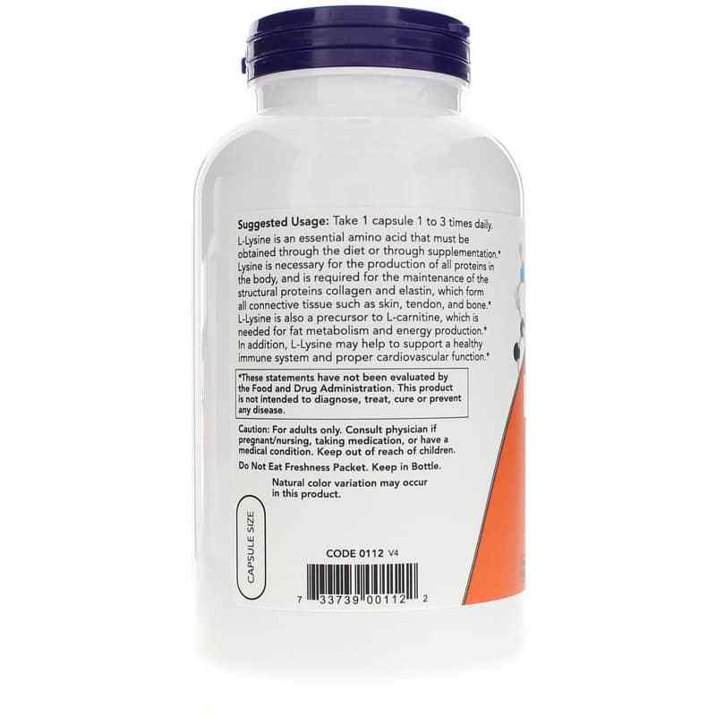 L-Lysine Capsules 500 Mg, 250 Capsules, by NOW Foods, image #3