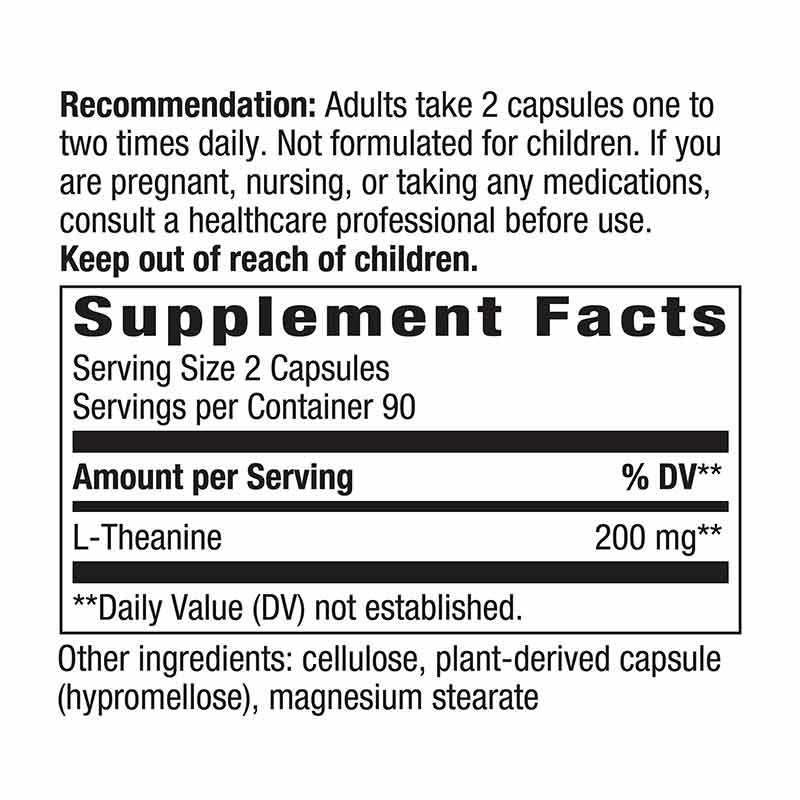 L-Theanine 200 Mg, 180 Veg Capsules, by Natures Way, image #4