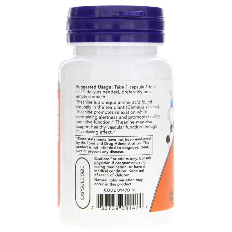 L-Theanine 200 Mg Double Strength, 60 Veg Capsules, by NOW Foods, image #3