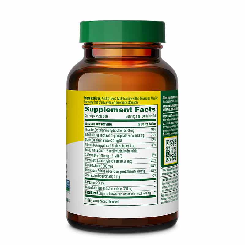 L-Theanine & B-Complex, 60 Tablets, by Megafood, image #3