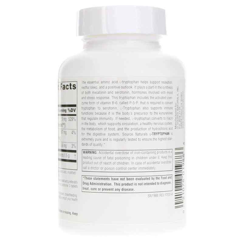 L-Tryptophan 500 Mg with Coenzyme B-6, by Source Naturals, image #3