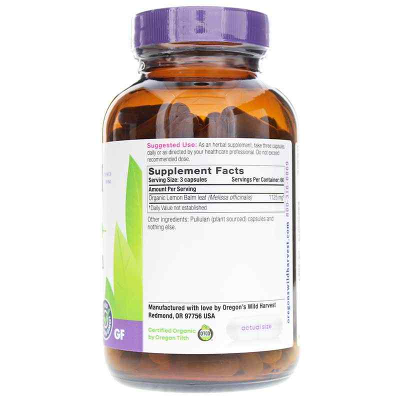Lemon Balm, 180 Vegan Capsules, by Oregons Wild Harvest, image #2