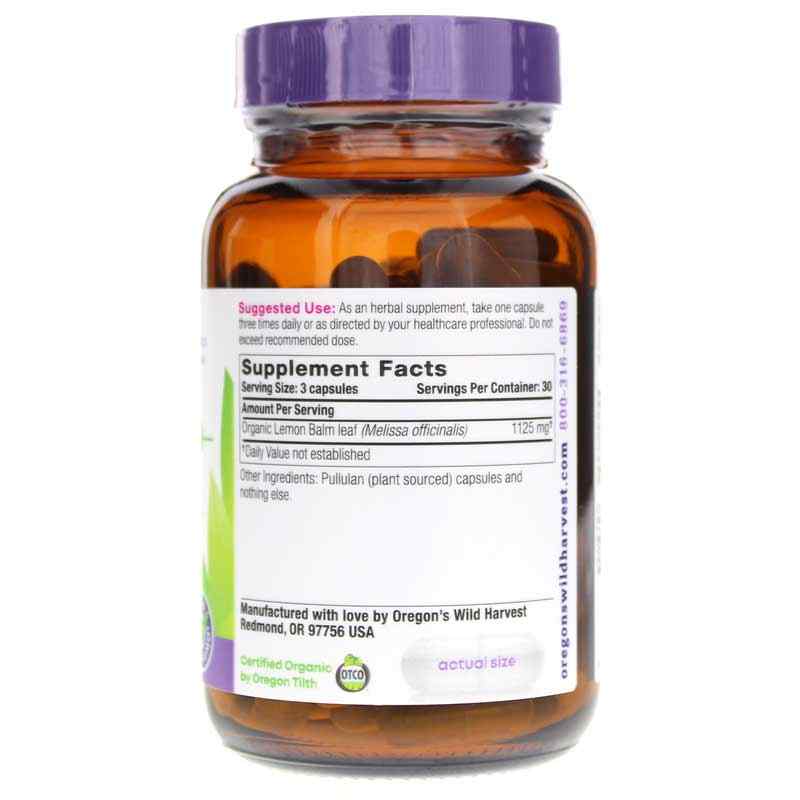 Lemon Balm, 90 Vegan Capsules, by Oregons Wild Harvest, image #2
