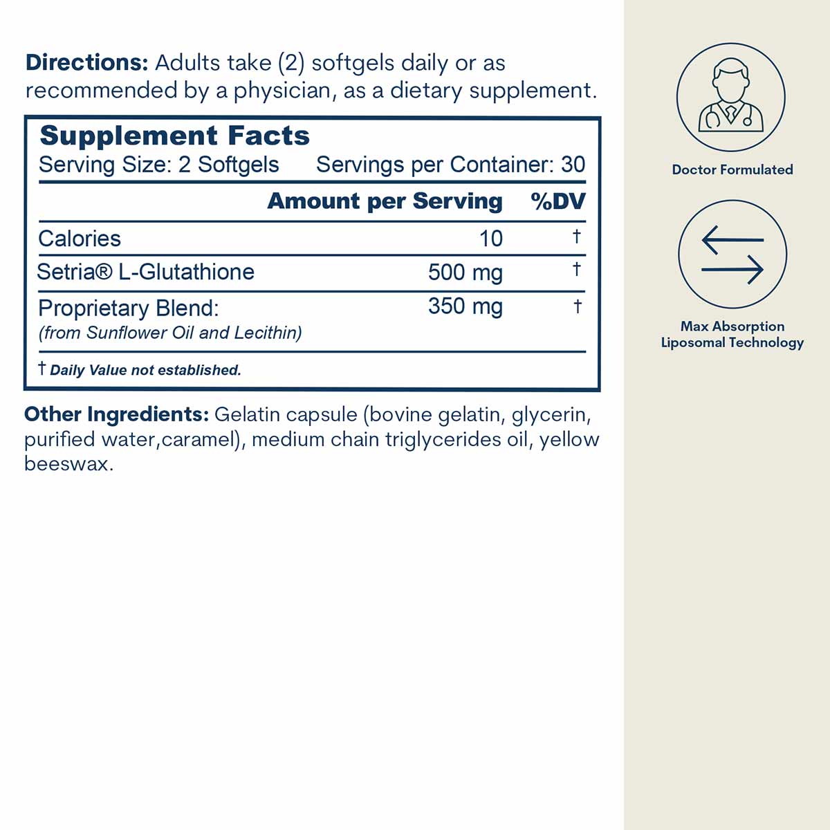 Liposomal Glutathione Softgels, 60 Softgels, by Core Med Science