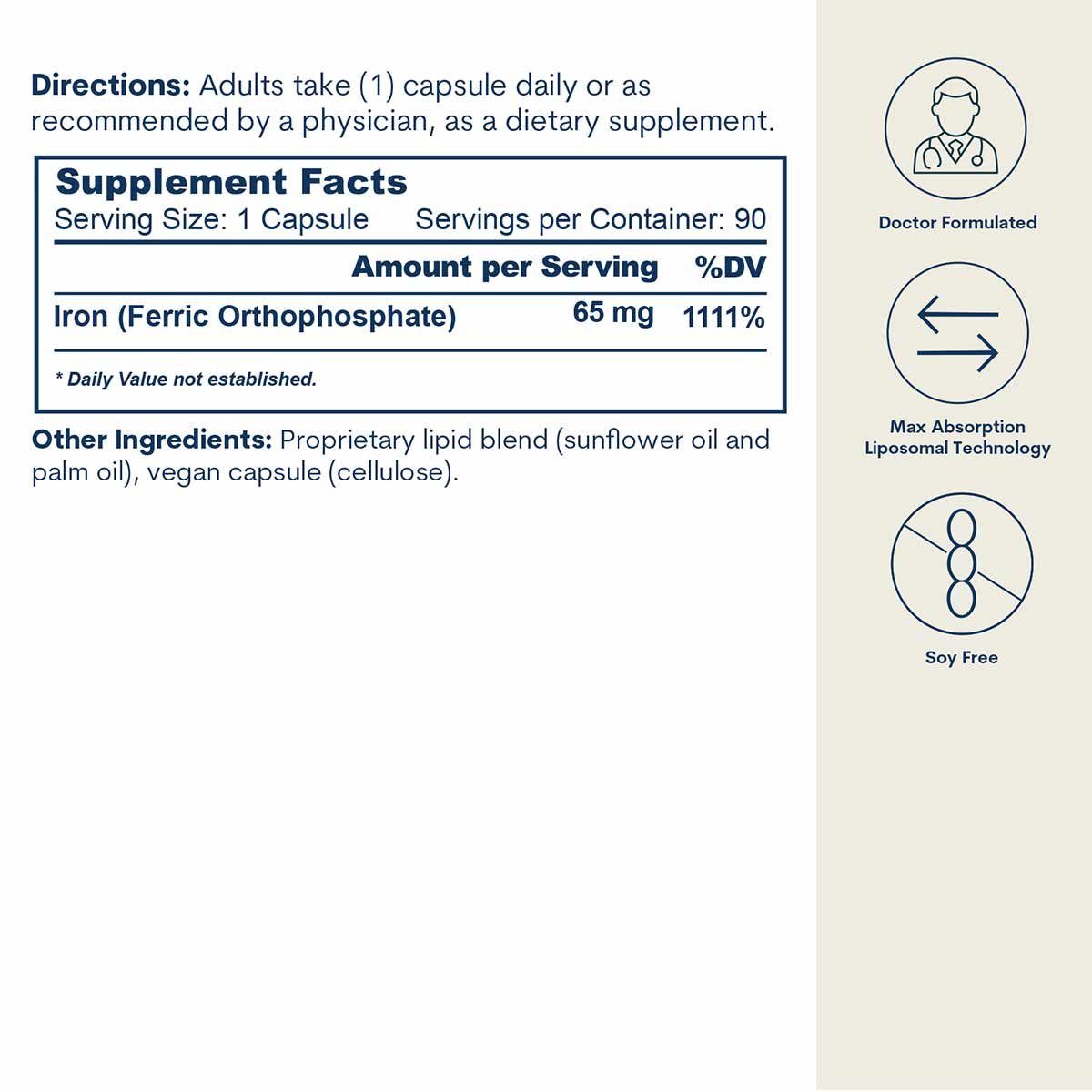 Liposomal Iron, 90 Capsules, by Core Med Science