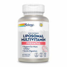 Solaray High Potency Liposomal Prenatal Multivitamin bottle with white cap containing 60 vegcaps.