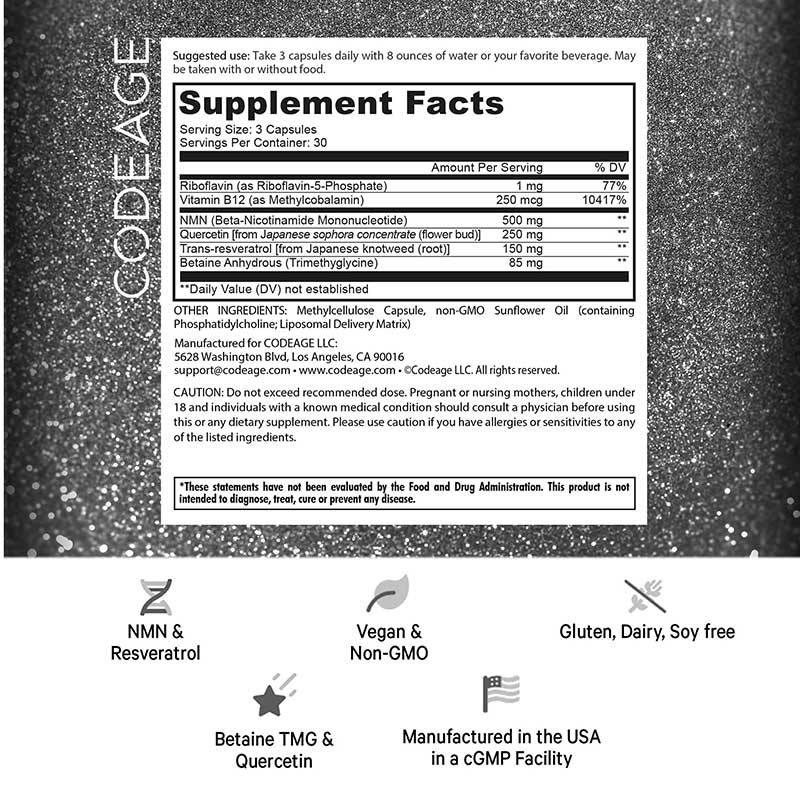 Liposomal NMN, 90 Capsules, by Codeage, image #2