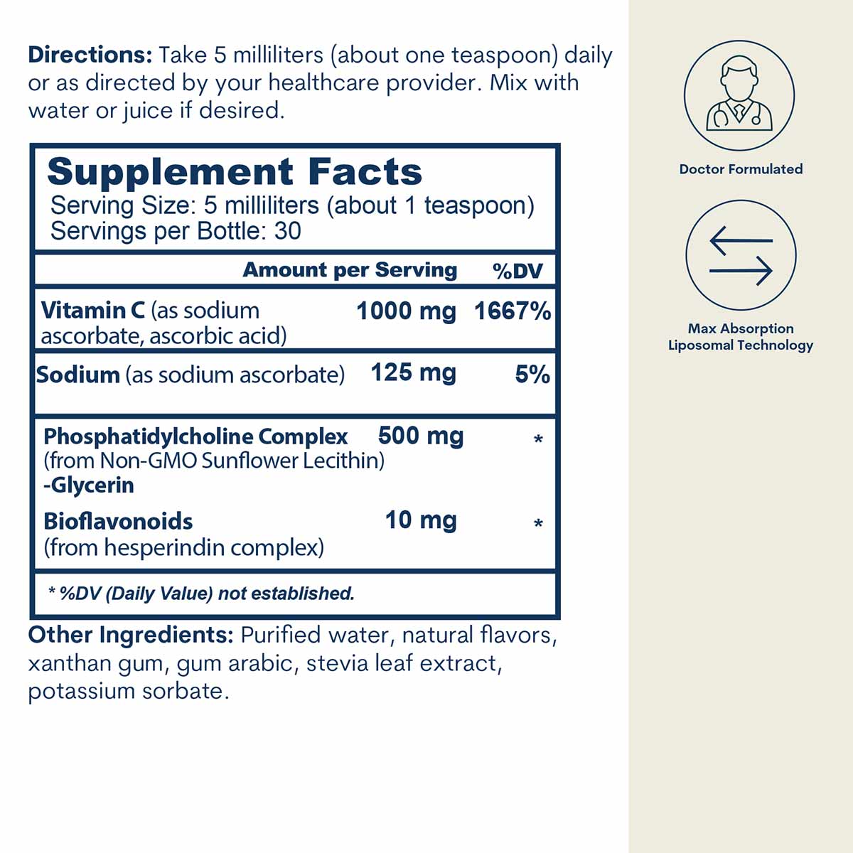 Liposomal Vitamin C Sunflower Formula, 5 Oz, by Core Med Science