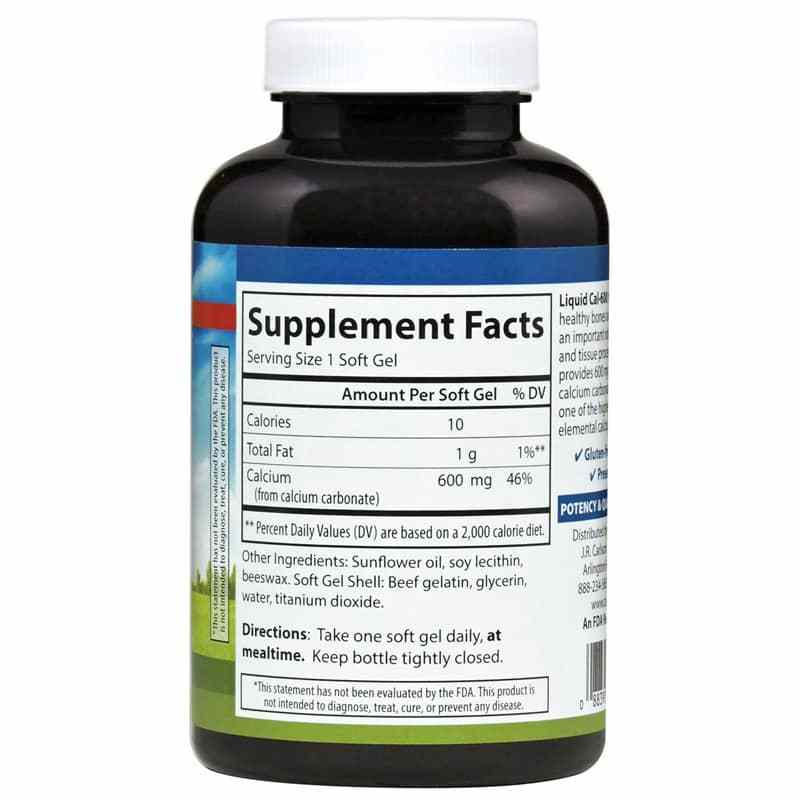 Liquid Cal-600 600 Mg Calcium, 100 Softgels, by Carlson Labs, image #2