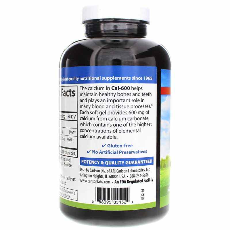 Liquid Cal-600 600 Mg Calcium, 250 Softgels, by Carlson Labs, image #3