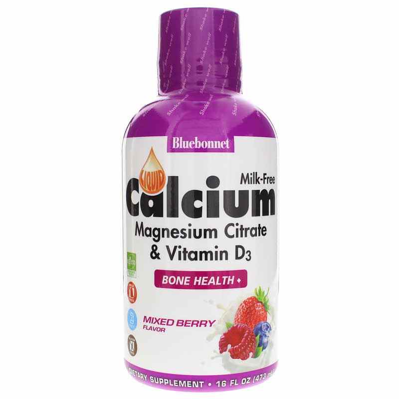 Liquid Calcium Magnesium Citrate Plus Vitamin D3, Mixed Berry, by Bluebonnet