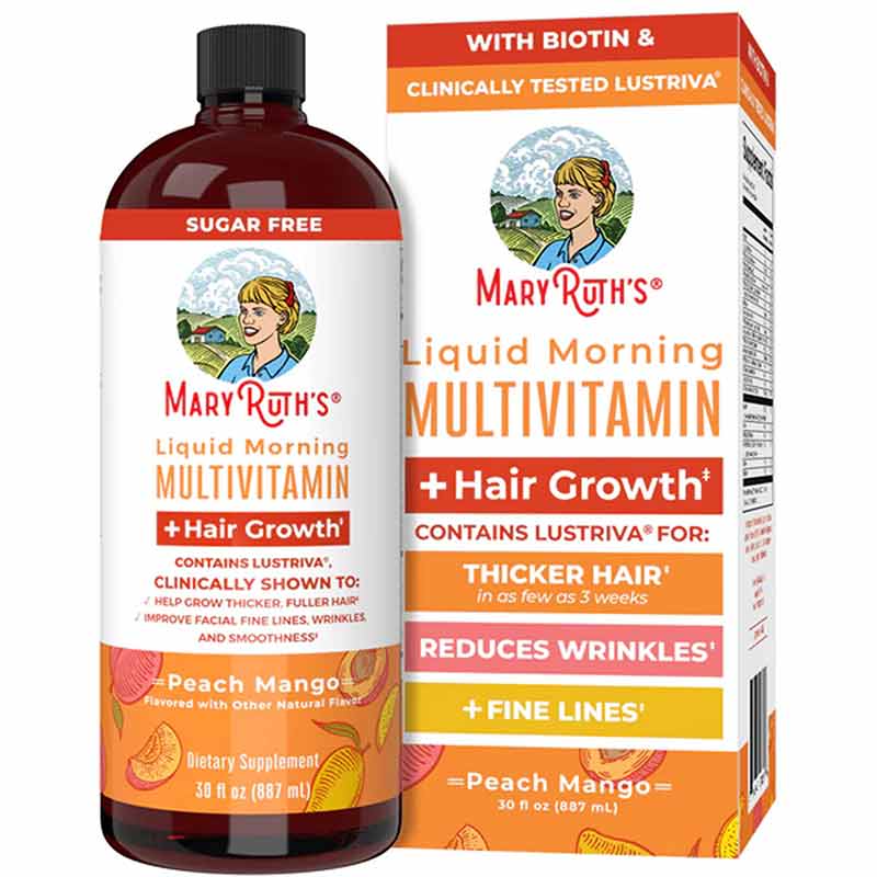 Liquid Morning Multivitamin + Hair Growth, 30 Oz, by MaryRuth's Organics