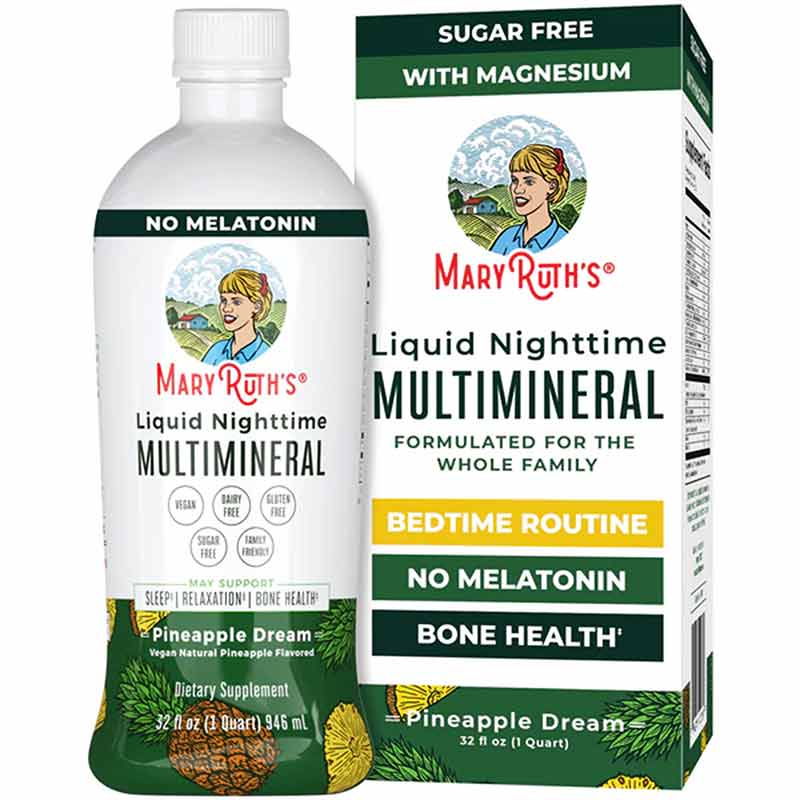 Liquid Nighttime Multimineral, Pineapple, 32 Oz, by MaryRuth's Organics
