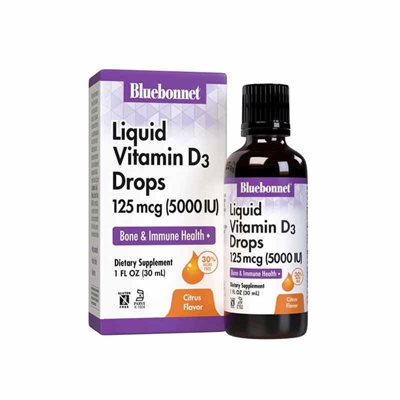 Liquid Vitamin D3 Drops 5000 IU, by Bluebonnet