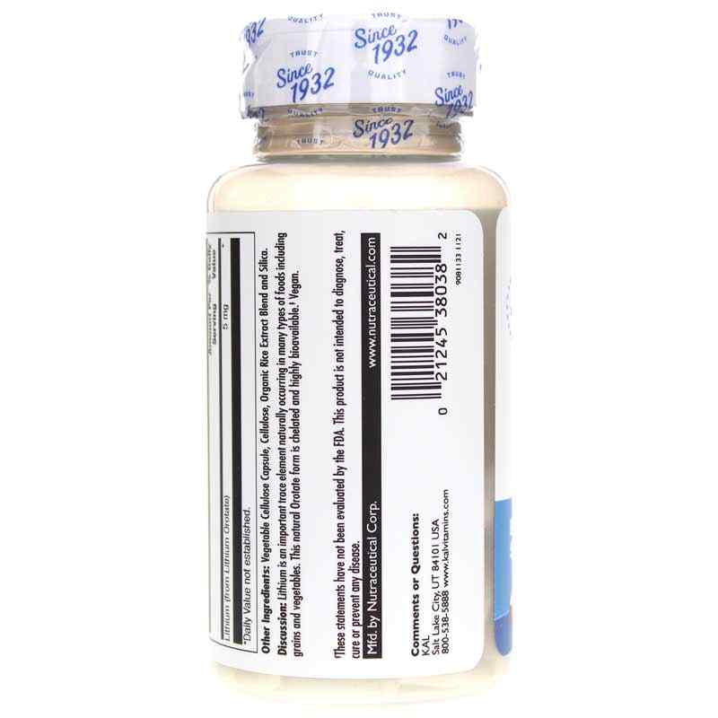 Lithium Orotate 5 Mg, 60 Veg Capsules, by Kal, image #3