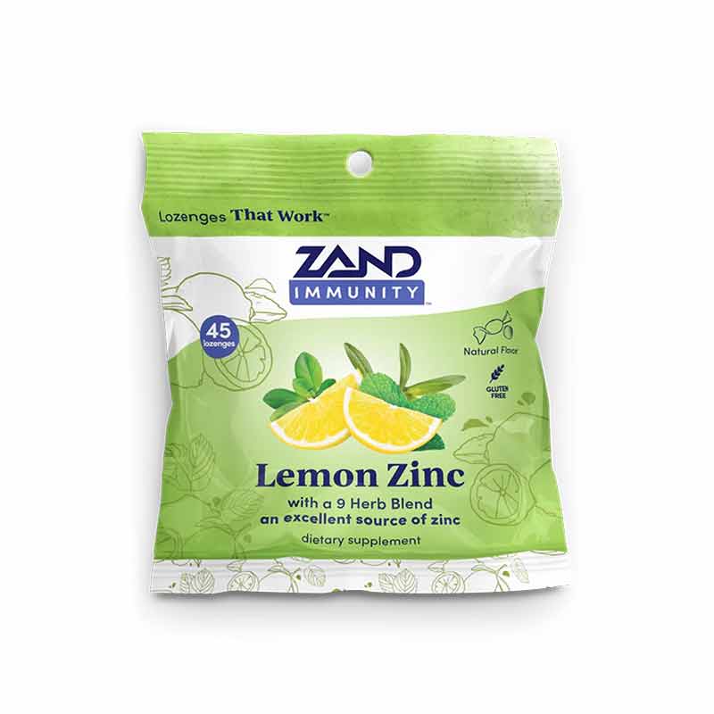 Lozenges, Lemon Zinc, 45 Pieces, by Zand