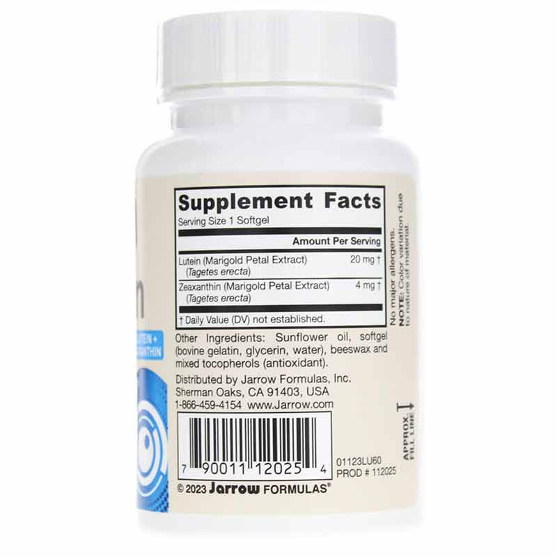 Lutein 20 Mg, 60 Softgels, by Jarrow Formulas, image #2