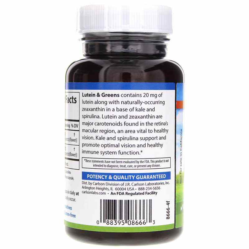 Lutein & Greens 20 Mg, 60 Veg Capsules, by Carlson Labs, image #3