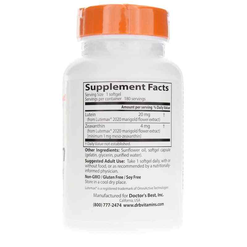 Lutein with Lutemax 20 Mg, 180 Softgels, by Doctors Best, image #2