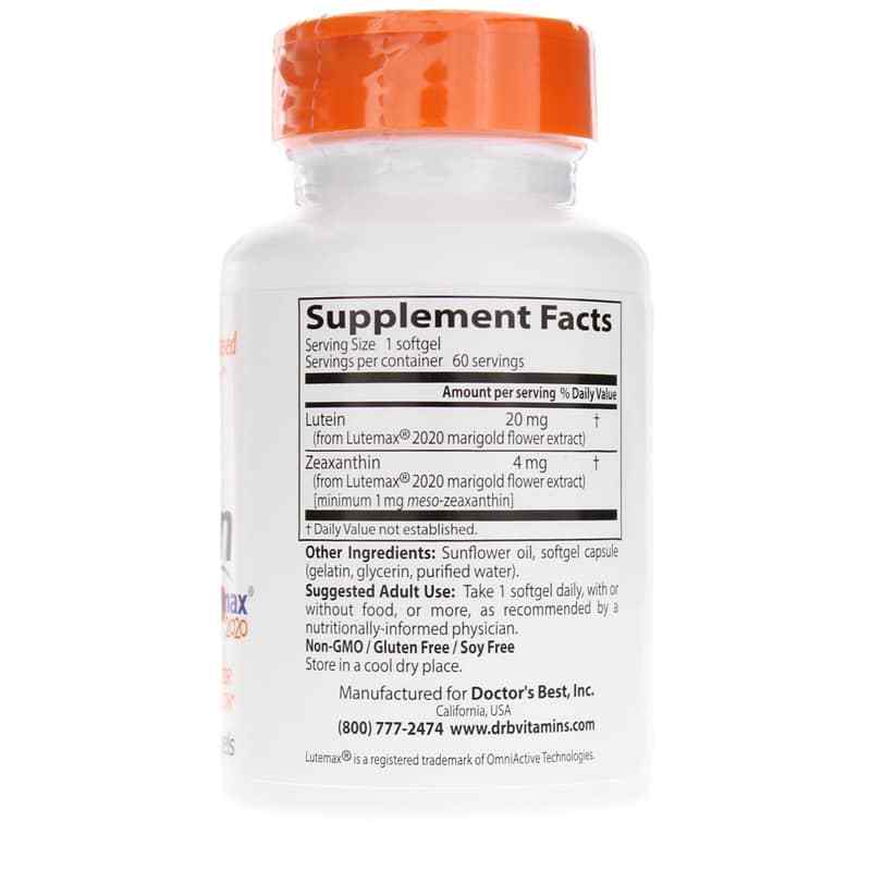 Lutein with Lutemax 20 Mg, 60 Softgels, by Doctors Best, image #2