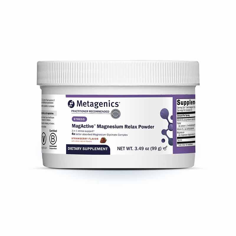 MagActive Relax Magnesium Powder Strawberry, Strawberry, 30 Servings, by Metagenics