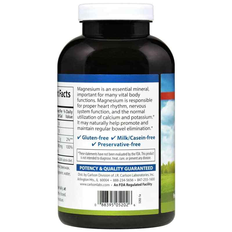 Magnesium 400 Mg, 250 Softgels, by Carlson Labs, image #3
