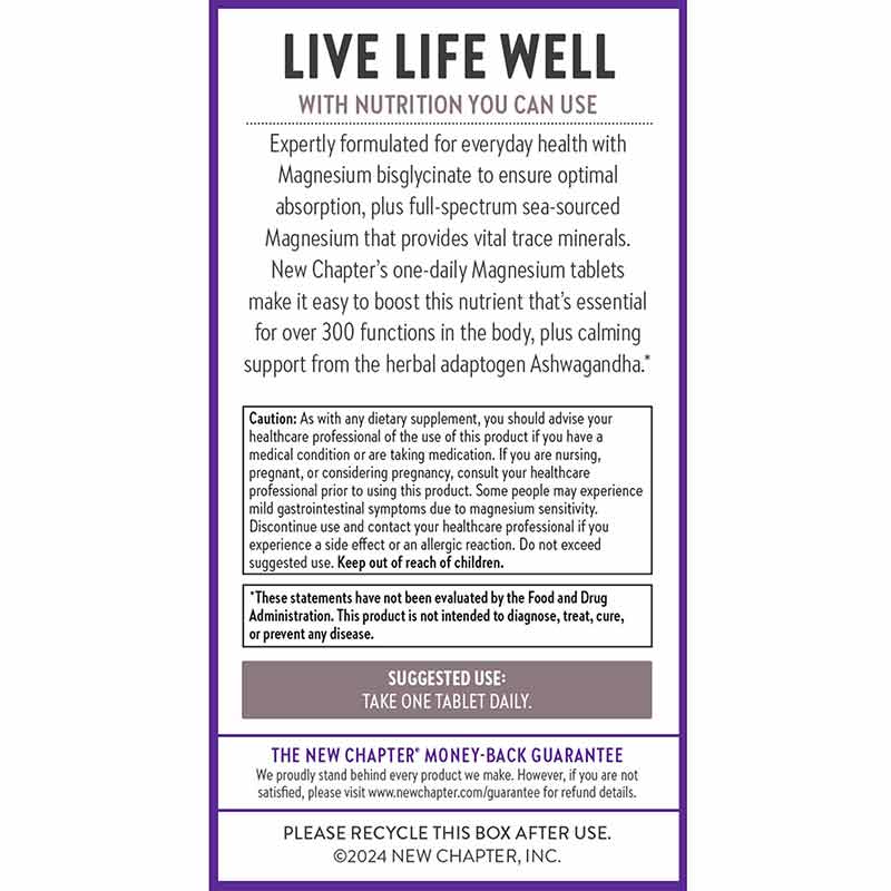 Magnesium + Ashwagandha, 30 Vegan Tablets, by New Chapter, image #3