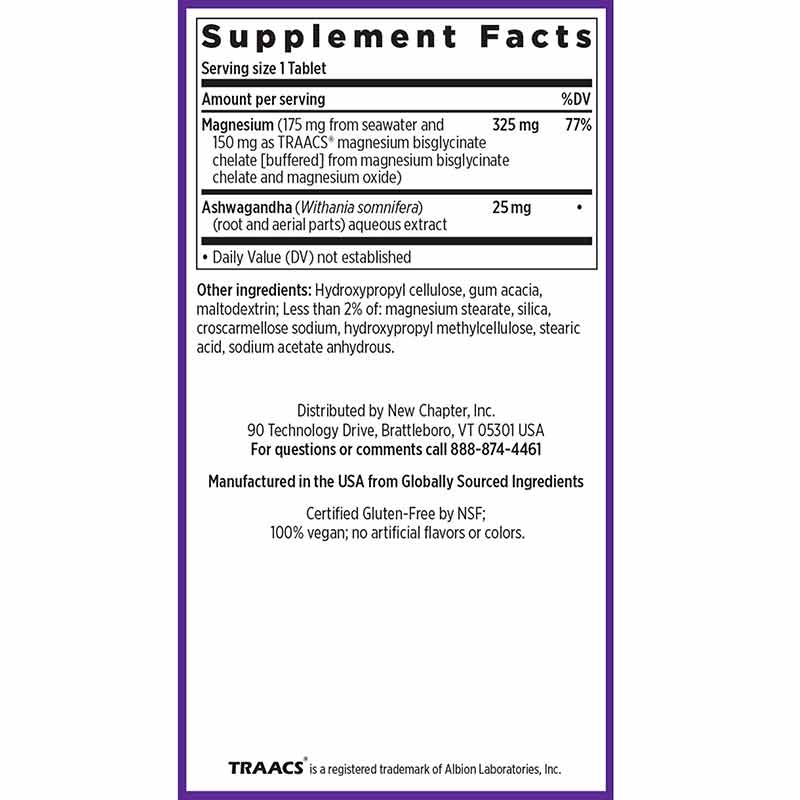 Magnesium + Ashwagandha, 60 Vegan Tablets, by New Chapter, image #2